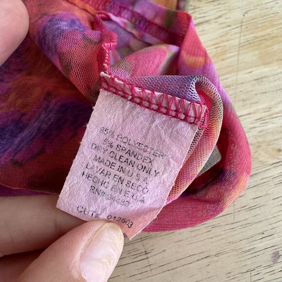 AGOLDE Vintage Mesh Top Y2K 00s Abstract Crochet Hearts Sheer Floral Grunge SM - Picture 10 of 12